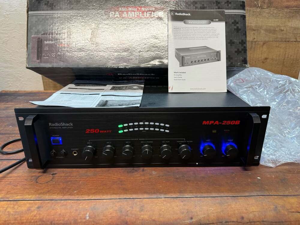 RadioShack MPA-250B 250 Watt Stereo PA Amplifier with Box and Manual